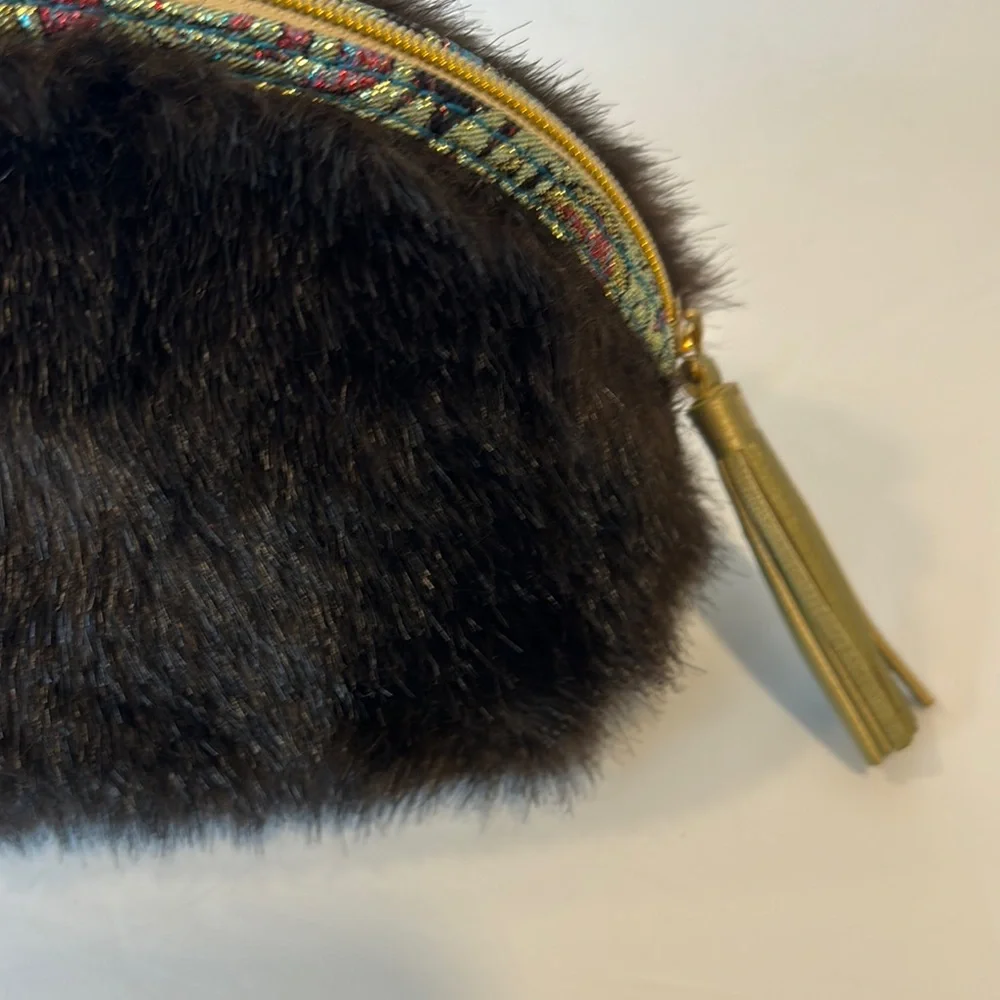 STEPHANIE JOHNSON Small Faux Fur Make-Up Bag NWOT